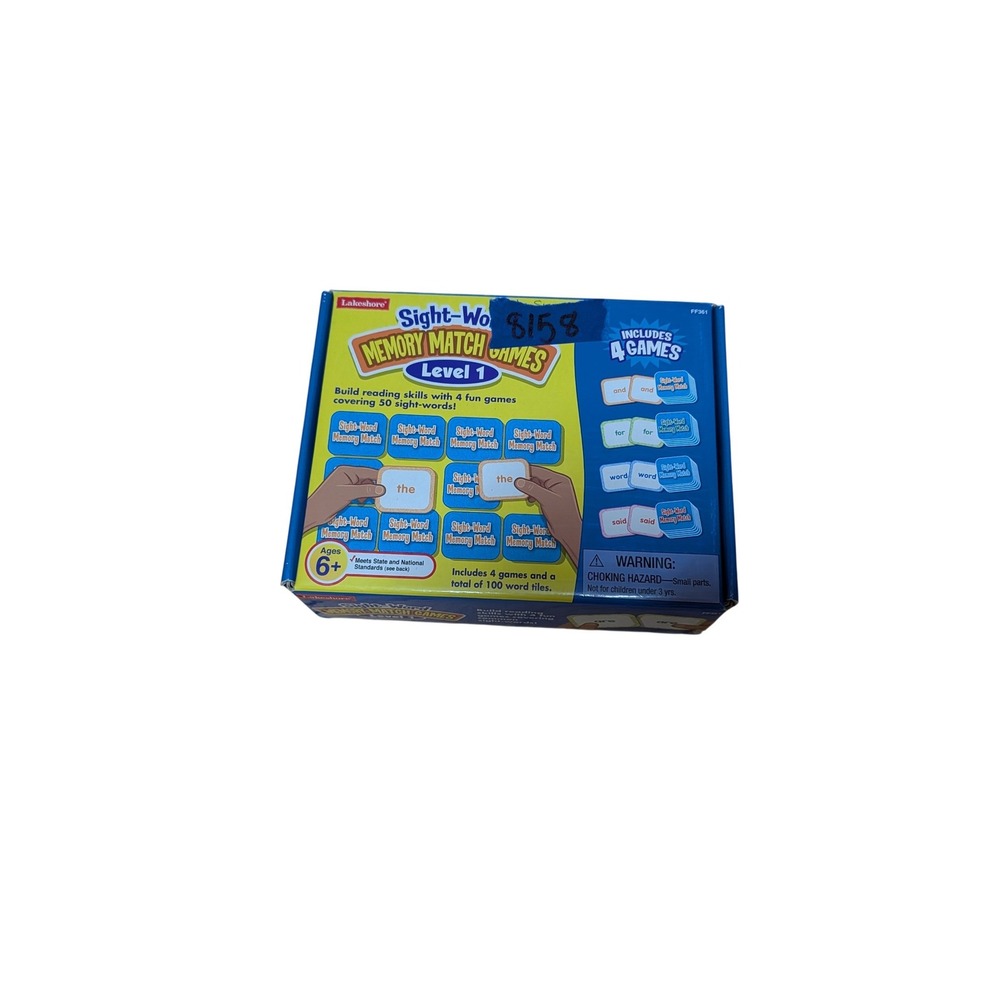 Lakeshore Sight-Word Memory Match Games Kids Level 1 Blue Good 4-in-1 Set FF361